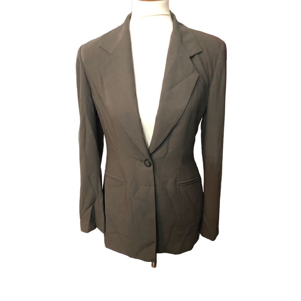 Cache luxury pure wool olive green button front blazer fully lined size 2 NWT